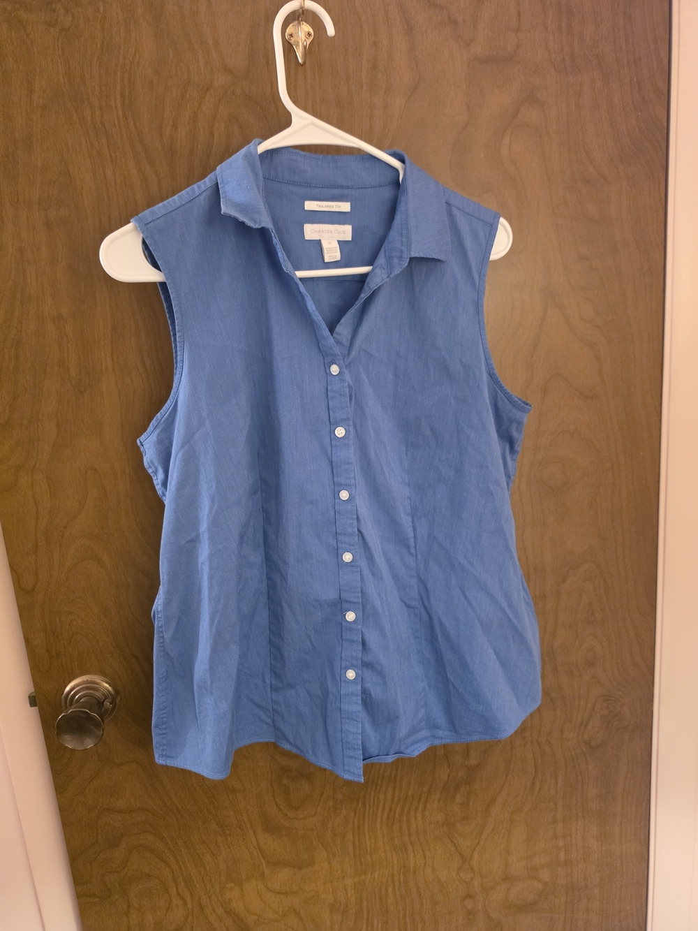Charter Club Sleeveless Button-Down Shirt in Tailored Fit Size 12